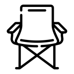 Krzesła, namioty, biwak